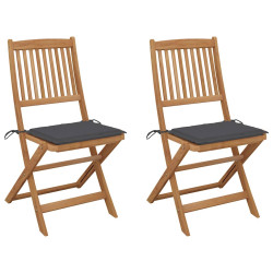 Cadeiras de jardim dobráveis c/ almofadões 2 pcs acácia maciça