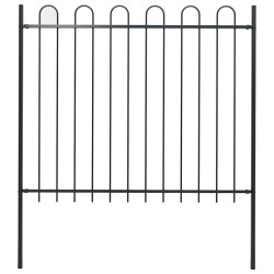 Cerca de jardim boxtel com topo em arco, em aço, 170x150 cm, preto