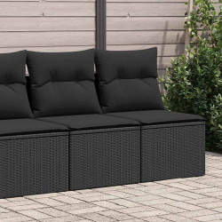 2 Pcs conjunto sofás jardim c/ almofadões vime PE/acácia preto