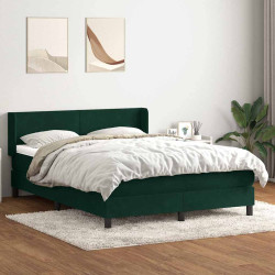 Cama com molas/colchão 160x220 cm veludo verde-escuro