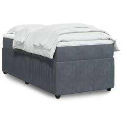 Cama com molas/colchão 90x200 cm veludo cinza-escuro