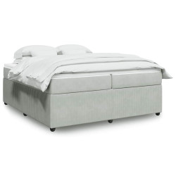 Cama com molas/colchão 200x200 cm veludo cinzento-claro