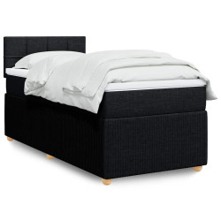Cama com molas/colchão 90x200 cm tecido preto
