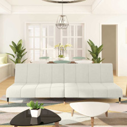 Sofá-cama de 2 lugares veludo cor creme