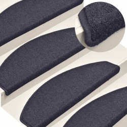 Tapetes de escada 30 peças 65x24x4 cm cinza escuro e azul semicircular grande