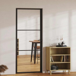 Porta de interior em vidro esg e alumínio 83x201,5 cm preto