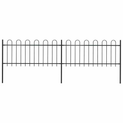Cerca de jardim com arco superior em aço 337x80 cm preta