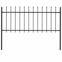 Cerca de jardim woerden com ponta em forma de lança, em aço, 170 x 80 cm, preto