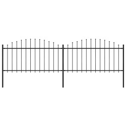 Cerca de jardim com topo em forma de lança em aço 337x150 cm, preta