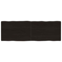 Tampo de mesa com bordas vivas maciço tratado castanho-escuro