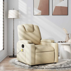 Poltrona reclinável de massagem em tecido creme