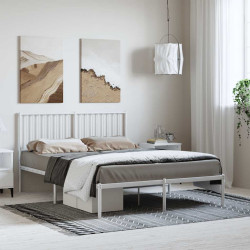 Estrutura de cama com cabeceira 135x190 cm metal branco