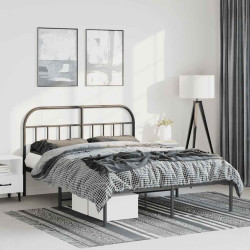 Estrutura de cama em metal com cabeceira 150x200 cm preto