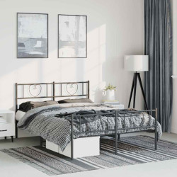 Estrutura de cama com cabeceira e pés 150x200 cm metal preto