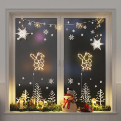 Luzes de natal silhueta papai noel 2 pcs 35 leds branco quente