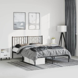 Estrutura de cama em metal com cabeceira 150x200 cm preto