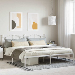 Estrutura de cama com cabeceira 200x200 cm metal branco