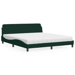 Cama com colchão dover 180x200 cm veludo verde-escuro