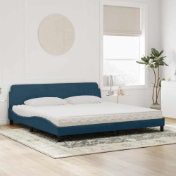 Cama com colchão dover 200x200 cm veludo azul