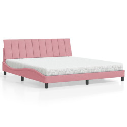 Cama com colchão hanko 180x200 cm veludo rosa