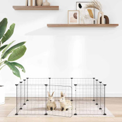 Gaiola para animais de estimação com 12 painéis e porta, preta, 105x105x35 cm, aço