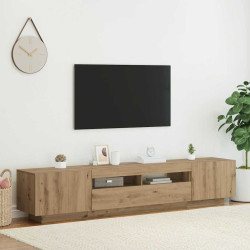 Móvel de TV com luzes LED derivados madeira carvalho artisiano