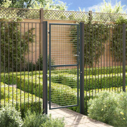Portão de jardim em tela de aço galvanizado 100x200 cm cinza
