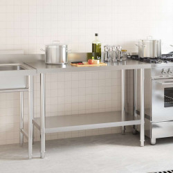 Mesa cozinha rebordo antissalpicos 120x60x93 cm aço inoxidável