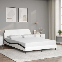 Estrutura de cama dover couro artif. 140x190cm branco/preto