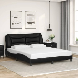 Estrutura de cama sem colchão hvar 160x200 cm couro artificial preto