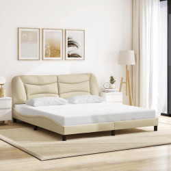 Estrutura de cama sem colchão hvar 180x200 cm tecido cor creme