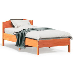 Cama sem colchão 75x190 cm madeira de pinho maciça castanho-mel