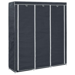 Roupeiro c/ compartimentos e varões 150x45x175 cm tecido preto