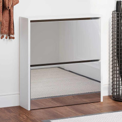 Sapateira c/ espelho 2 divisórias 63x17x67 cm branco brilhante