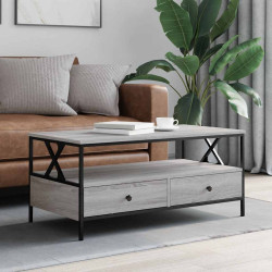Mesa de centro 100x51x45cm derivados de madeira cinzento sonoma