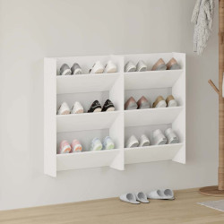 Sapateiras de parede 2 pcs 60x18x90 cm contraplacado branco
