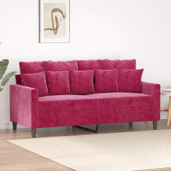 Sofá de 2 lugares veludo 140 cm vermelho tinto