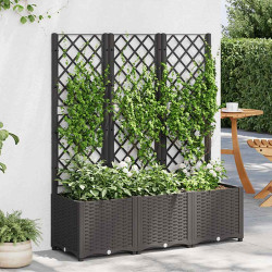 Vaso de jardim com treliça preto 120x40x136 cm PP