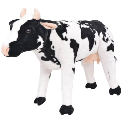Brinquedo de montar vaca peluche preto e branco xxl