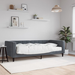 Sofá-cama com colchão 90x190 cm veludo cinzento-escuro