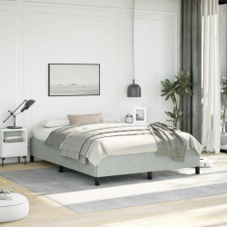 Estrutura de cama sem colchão, cinza claro, 137x190 cm, veludo tamanho casal