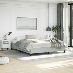 Estrutura de cama sem colchão, veludo cinza claro tamanho california king