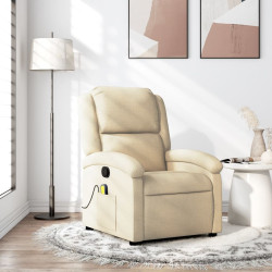 Poltrona de massagem reclinável em tecido creme