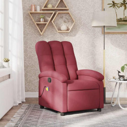 Poltrona de massagem reclinável em tecido vermelho vinho