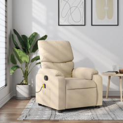Poltrona de massagem reclinável em tecido creme