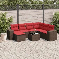 Conjunto de sofá de jardim com 8 peças e almofadas em rattan sintético marrom