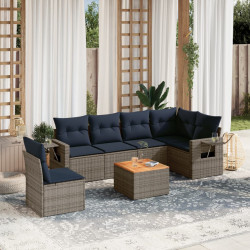 Conjunto de sofá de jardim com 7 peças e almofadas em rattan sintético cinza