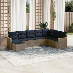 Conjunto de sofá de jardim com 8 peças e almofadas em rattan sintético cinza