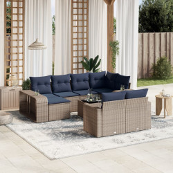 Conjunto de sofá de jardim com 11 peças e almofadas em rattan sintético cinza