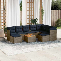 Conjunto de sofá de jardim com 10 peças e almofadas em rattan sintético cinza